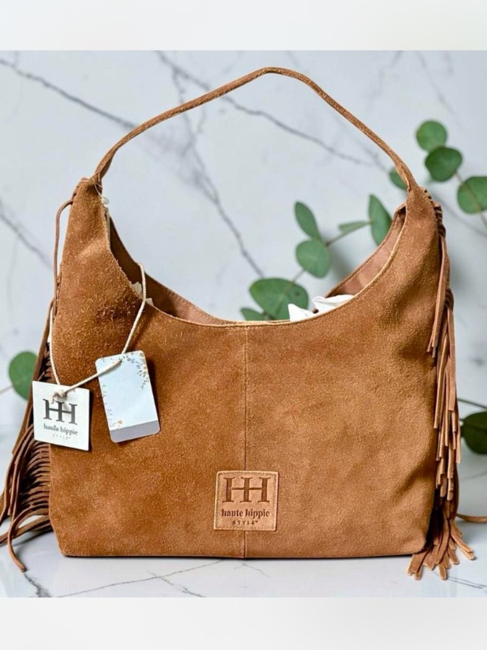 Suede Hobo Bag in Chestnut Brown - NWT, one size - Picture 2 of 9